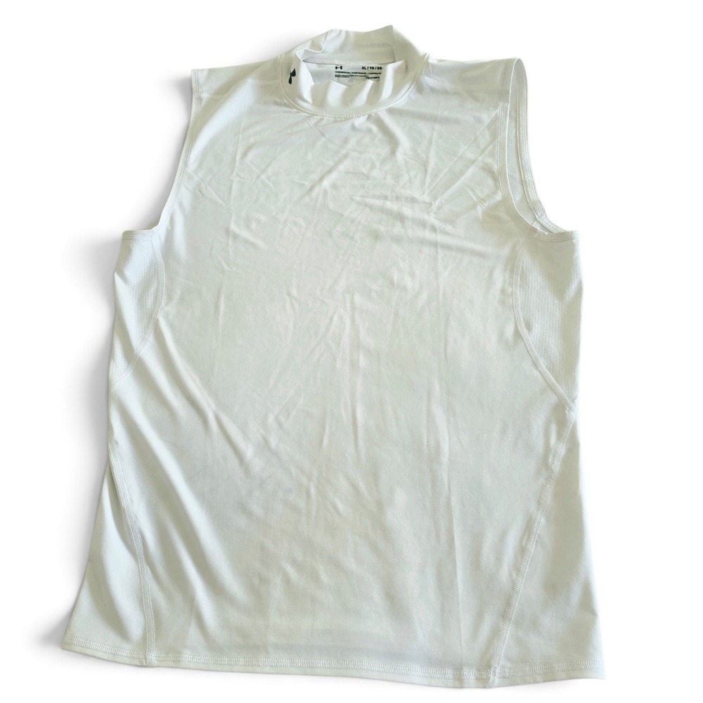 Under Armour HeatGear Compression Tank Top Men's XL White Mock Neck Sleeveless